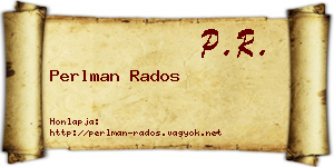 Perlman Rados névjegykártya